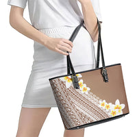 Tahiti Plumeria Tribal Pattern Leather Tote Bag Wave Style Brown LT05 - Polynesian Pride