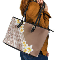 Tahiti Plumeria Tribal Pattern Leather Tote Bag Wave Style Brown LT05 - Polynesian Pride