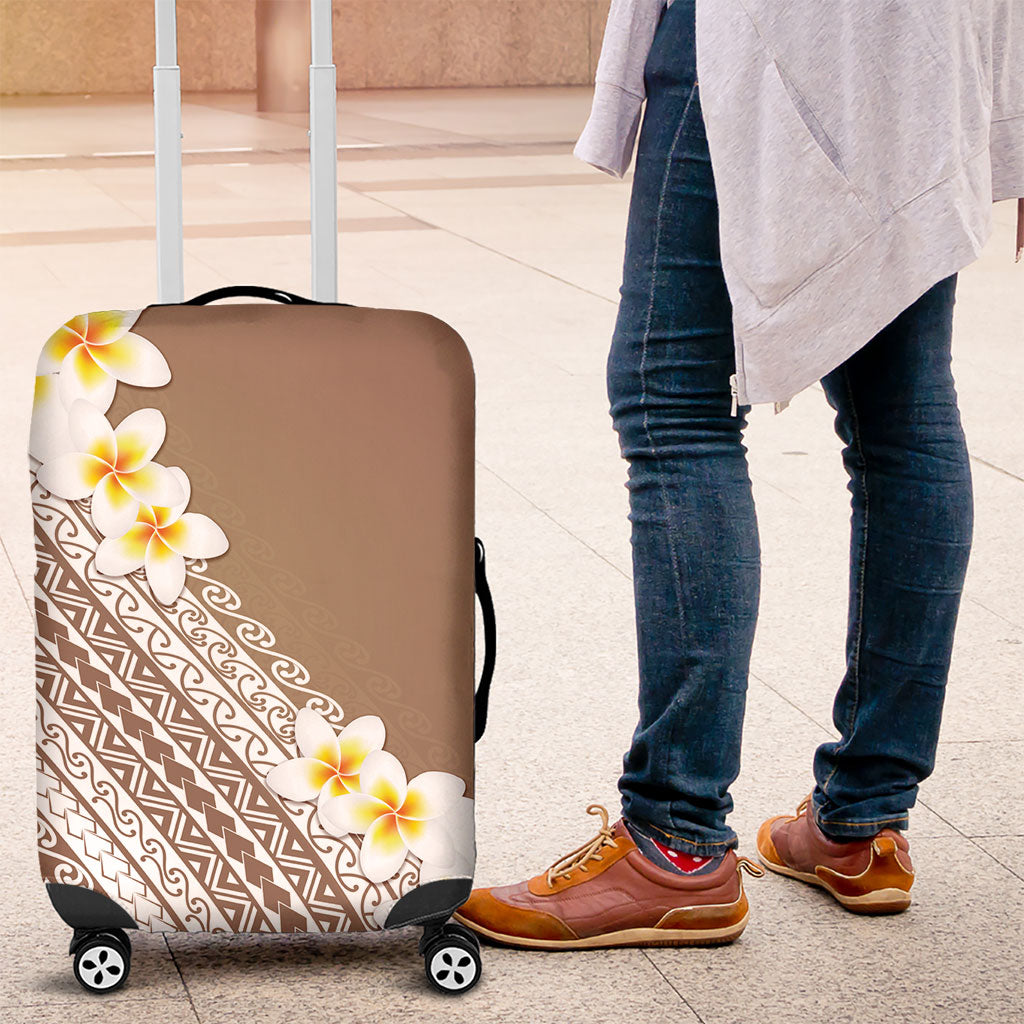 Tahiti Plumeria Tribal Pattern Luggage Cover Wave Style Brown LT05 Brown - Polynesian Pride