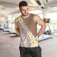 Tahiti Plumeria Tribal Pattern Men Tank Top Wave Style Brown LT05 Brown - Polynesian Pride