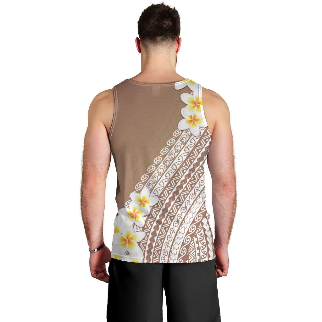 Tahiti Plumeria Tribal Pattern Men Tank Top Wave Style Brown LT05 - Polynesian Pride