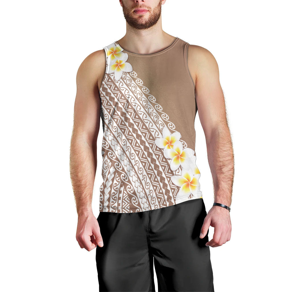 Tahiti Plumeria Tribal Pattern Men Tank Top Wave Style Brown LT05 - Polynesian Pride