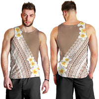 Tahiti Plumeria Tribal Pattern Men Tank Top Wave Style Brown LT05 - Polynesian Pride