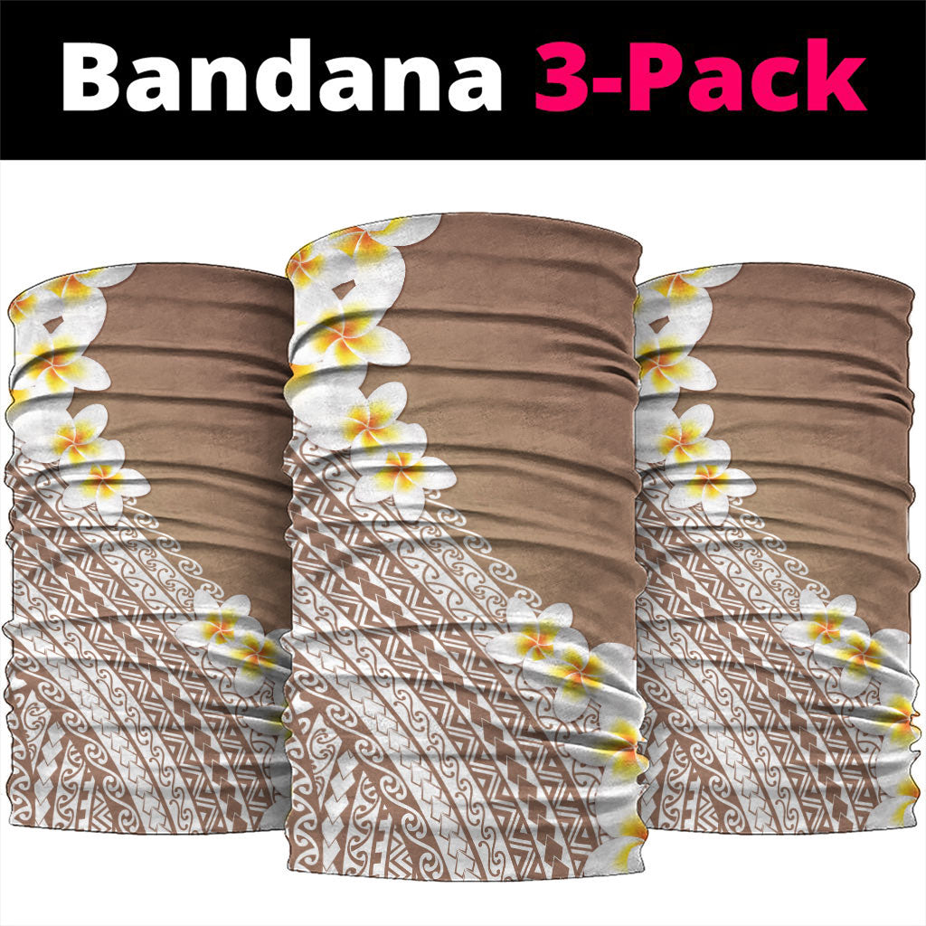 Tahiti Plumeria Tribal Pattern Neck Gaiter Wave Style Brown LT05 package One Size: 25*50cm Brown - Polynesian Pride