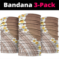 Tahiti Plumeria Tribal Pattern Neck Gaiter Wave Style Brown LT05 package One Size: 25*50cm Brown - Polynesian Pride