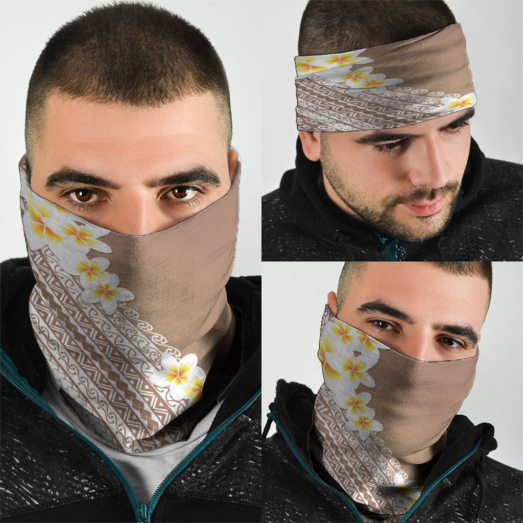Tahiti Plumeria Tribal Pattern Neck Gaiter Wave Style Brown LT05 - Polynesian Pride