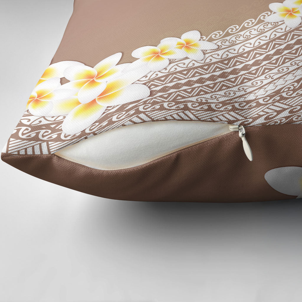 Tahiti Plumeria Tribal Pattern Pillow Cover Wave Style Brown LT05 - Polynesian Pride