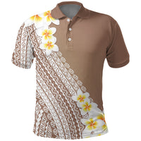 Tahiti Plumeria Tribal Pattern Polo Shirt Wave Style Brown LT05 Brown - Polynesian Pride