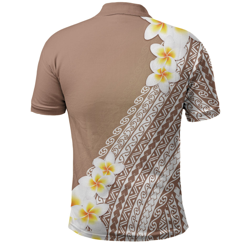 Tahiti Plumeria Tribal Pattern Polo Shirt Wave Style Brown LT05 - Polynesian Pride