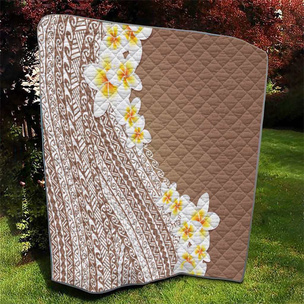 Tahiti Plumeria Tribal Pattern Quilt Wave Style Brown LT05 - Polynesian Pride