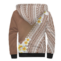 Tahiti Plumeria Tribal Pattern Sherpa Hoodie Wave Style Brown LT05 - Polynesian Pride