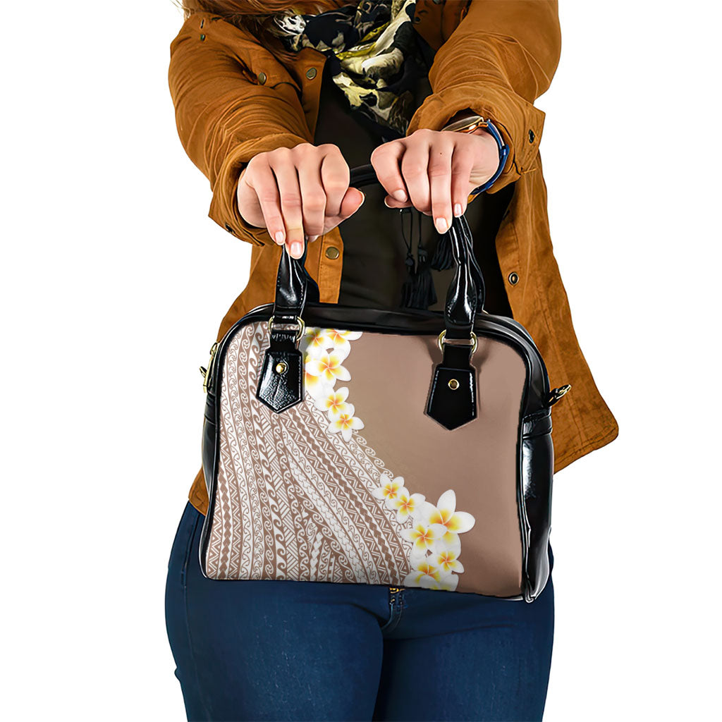 Tahiti Plumeria Tribal Pattern Shoulder Handbag Wave Style Brown LT05 One Size Brown - Polynesian Pride