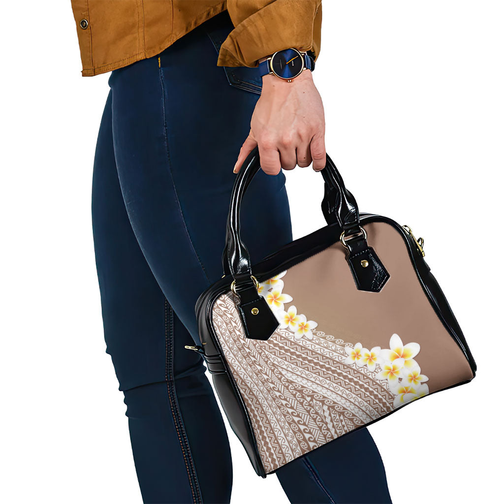 Tahiti Plumeria Tribal Pattern Shoulder Handbag Wave Style Brown LT05 - Polynesian Pride
