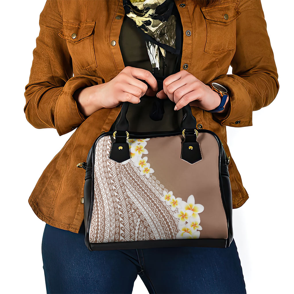 Tahiti Plumeria Tribal Pattern Shoulder Handbag Wave Style Brown LT05 - Polynesian Pride