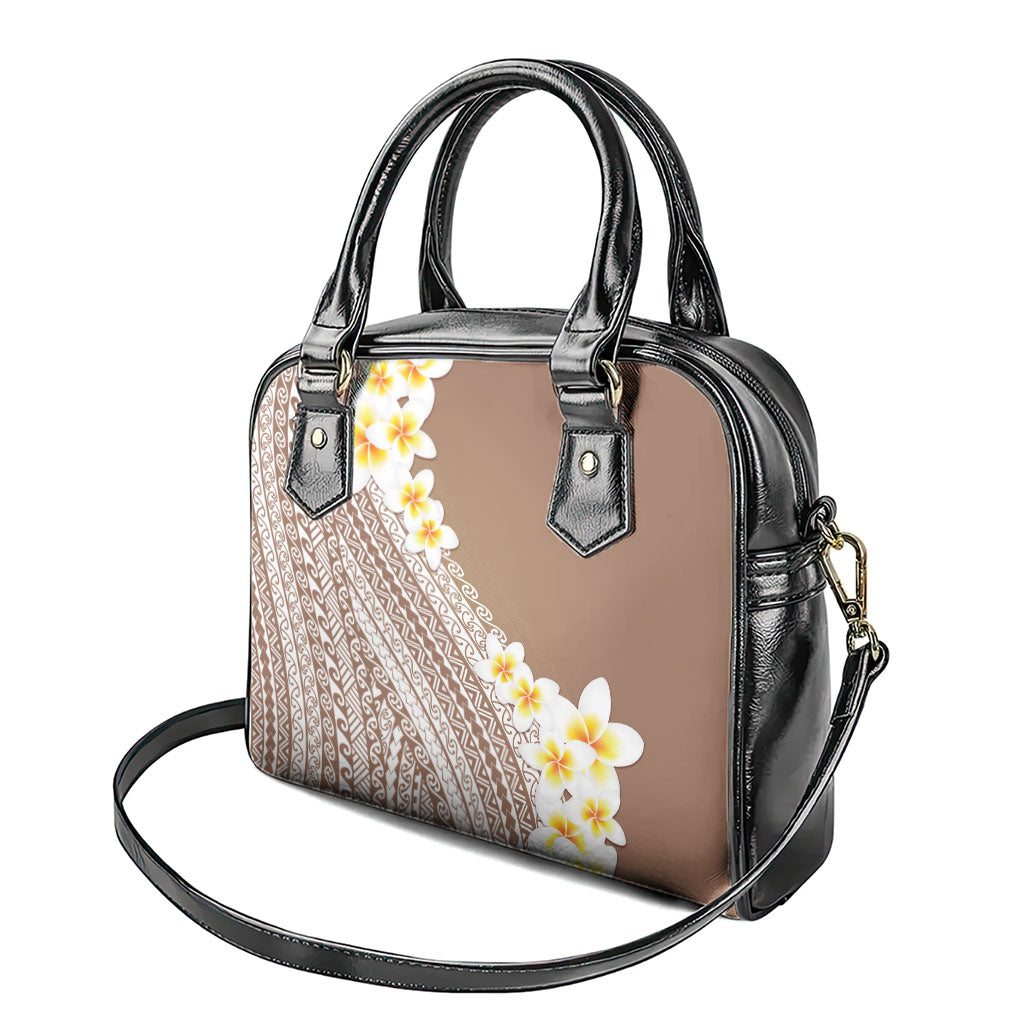 Tahiti Plumeria Tribal Pattern Shoulder Handbag Wave Style Brown LT05 - Polynesian Pride
