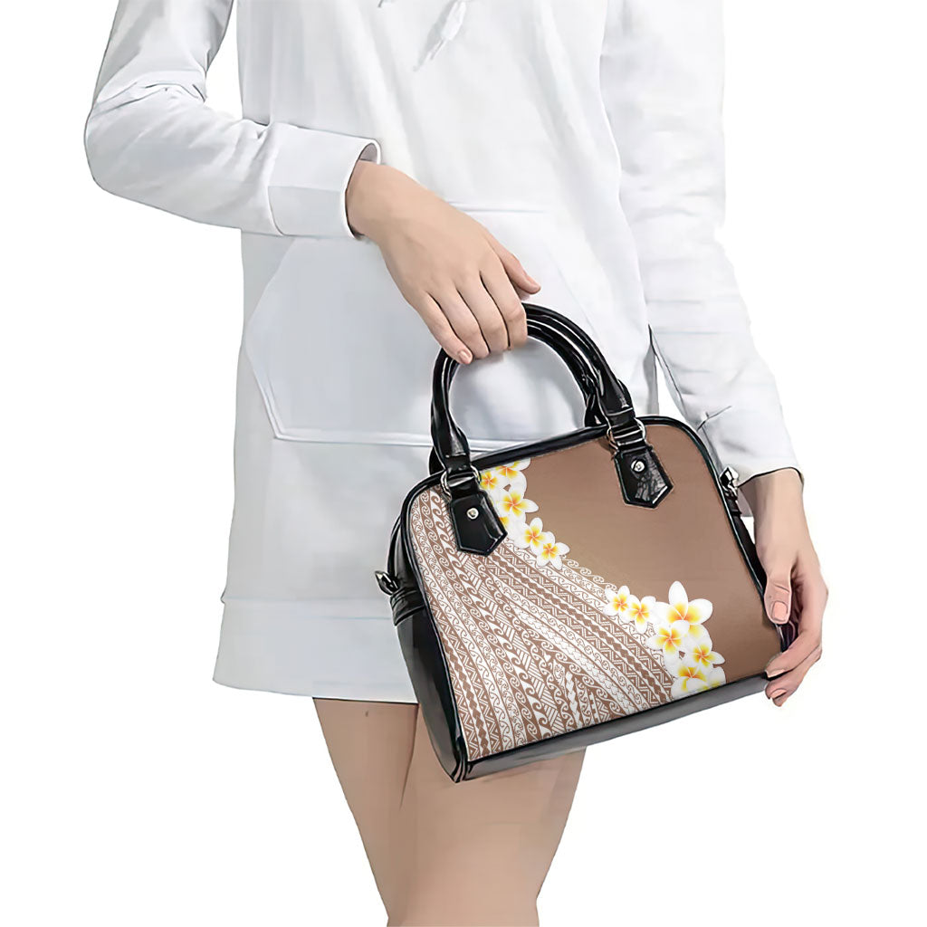 Tahiti Plumeria Tribal Pattern Shoulder Handbag Wave Style Brown LT05 - Polynesian Pride