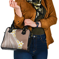 Tahiti Plumeria Tribal Pattern Shoulder Handbag Wave Style Brown LT05 - Polynesian Pride