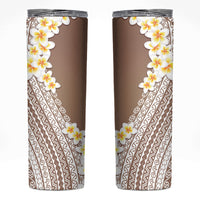 Tahiti Plumeria Tribal Pattern Skinny Tumbler Wave Style Brown LT05 Brown - Polynesian Pride