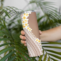 Tahiti Plumeria Tribal Pattern Skinny Tumbler Wave Style Brown LT05 - Polynesian Pride