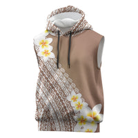 Tahiti Plumeria Tribal Pattern Sleeveless Hoodie Wave Style Brown LT05 Brown - Polynesian Pride