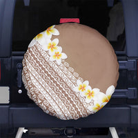 Tahiti Plumeria Tribal Pattern Spare Tire Cover Wave Style Brown LT05 No hole Brown - Polynesian Pride