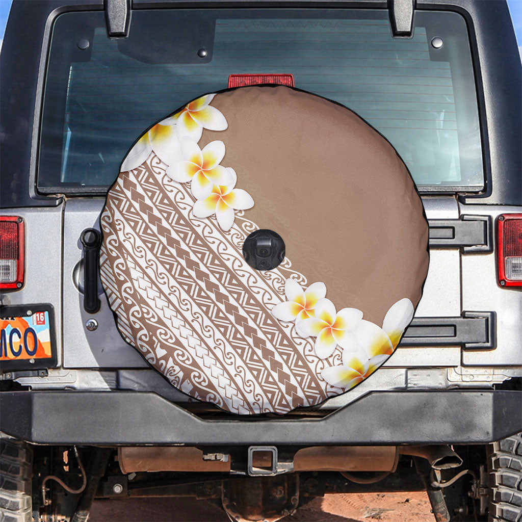Tahiti Plumeria Tribal Pattern Spare Tire Cover Wave Style Brown LT05 Brown - Polynesian Pride