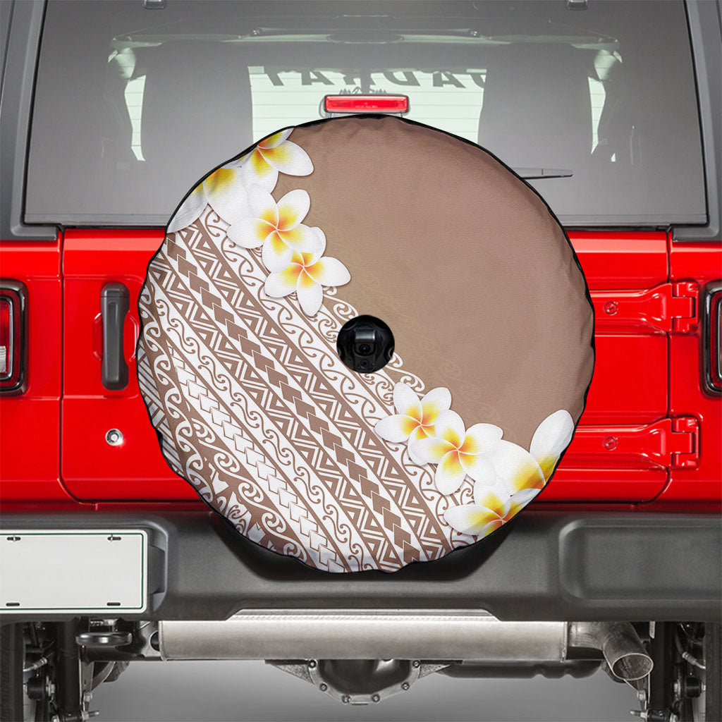 Tahiti Plumeria Tribal Pattern Spare Tire Cover Wave Style Brown LT05 - Polynesian Pride