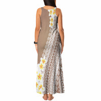 Tahiti Plumeria Tribal Pattern Tank Maxi Dress Wave Style Brown LT05 - Polynesian Pride