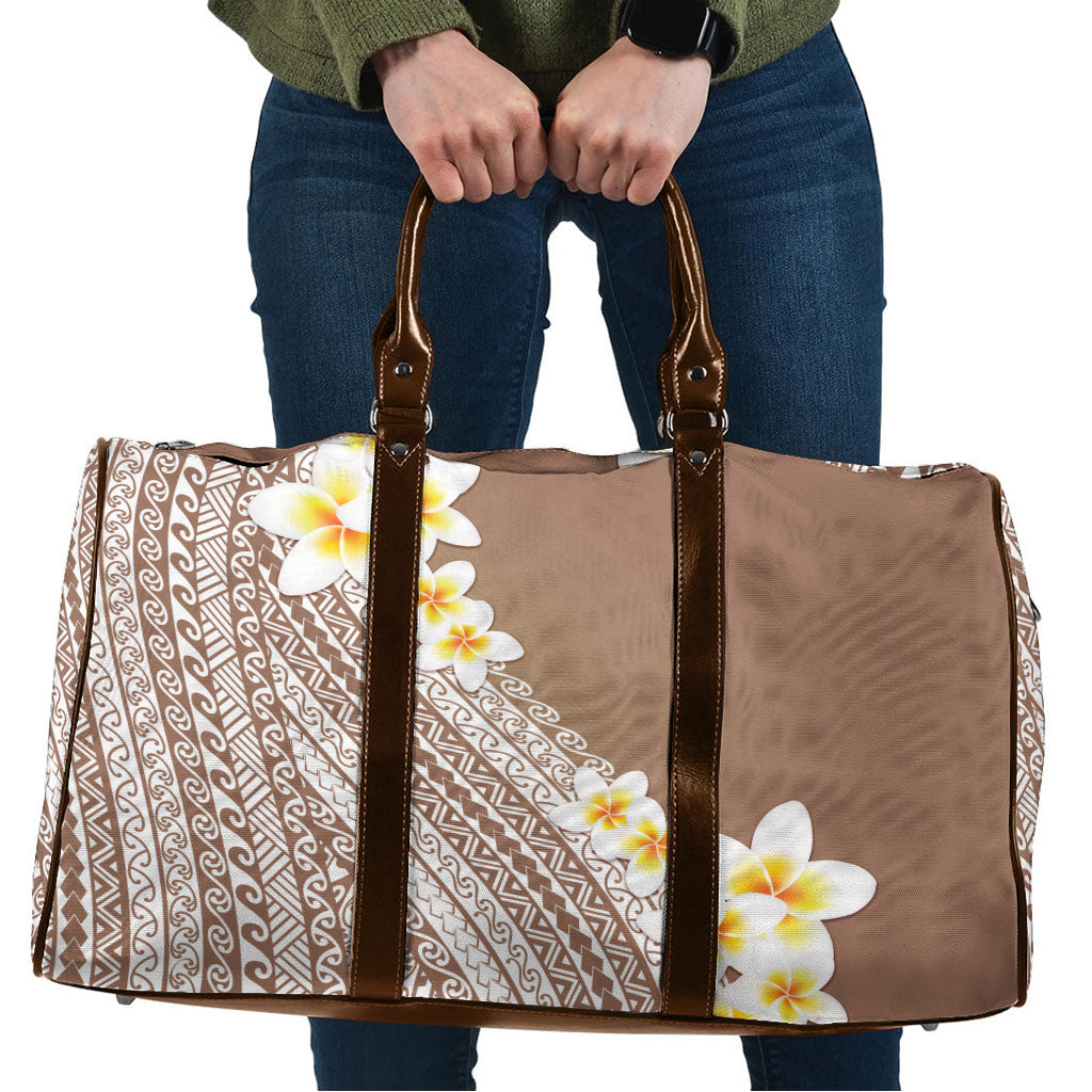 Tahiti Plumeria Tribal Pattern Travel Bag Wave Style Brown LT05 Brown - Polynesian Pride