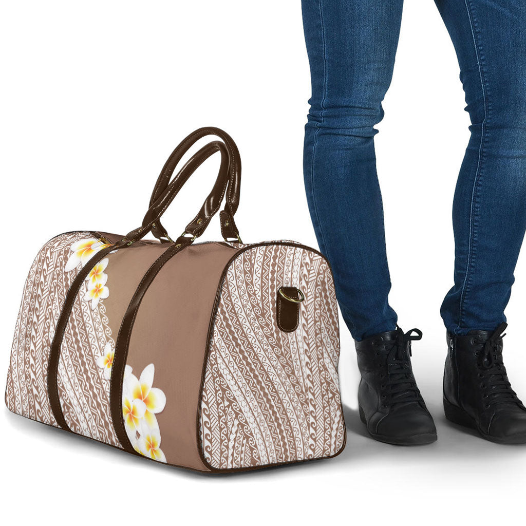 Tahiti Plumeria Tribal Pattern Travel Bag Wave Style Brown LT05 - Polynesian Pride