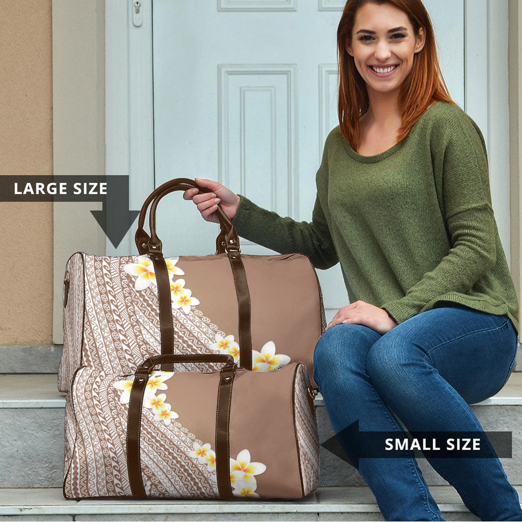 Tahiti Plumeria Tribal Pattern Travel Bag Wave Style Brown LT05 - Polynesian Pride