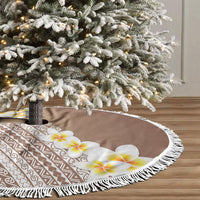 Tahiti Plumeria Tribal Pattern Tree Skirt Wave Style Brown