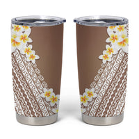 Tahiti Plumeria Tribal Pattern Tumbler Cup Wave Style Brown LT05 Brown - Polynesian Pride