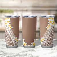 Tahiti Plumeria Tribal Pattern Tumbler Cup Wave Style Brown LT05 - Polynesian Pride
