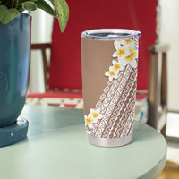 Tahiti Plumeria Tribal Pattern Tumbler Cup Wave Style Brown LT05 - Polynesian Pride