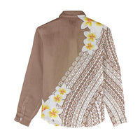 Tahiti Plumeria Tribal Pattern Women Casual Shirt Wave Style Brown LT05 - Polynesian Pride