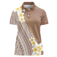 Tahiti Plumeria Tribal Pattern Women Polo Shirt Wave Style Brown LT05 Female Brown - Polynesian Pride