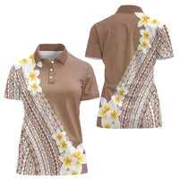 Tahiti Plumeria Tribal Pattern Women Polo Shirt Wave Style Brown LT05 - Polynesian Pride