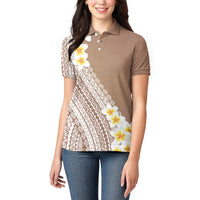 Tahiti Plumeria Tribal Pattern Women Polo Shirt Wave Style Brown LT05 - Polynesian Pride