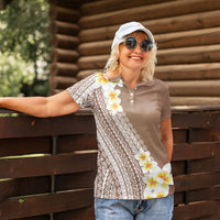 Tahiti Plumeria Tribal Pattern Women Polo Shirt Wave Style Brown LT05 - Polynesian Pride