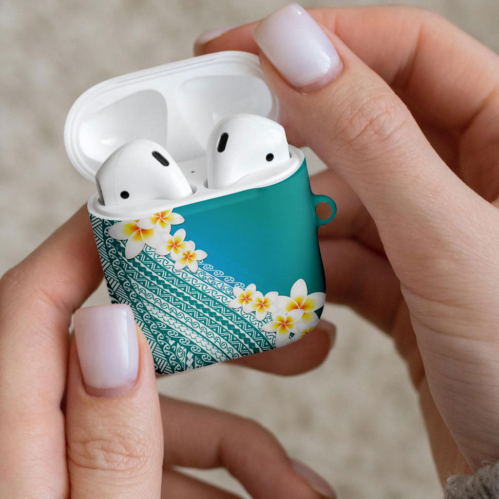 Tahiti Plumeria Tribal Pattern AirPods Case Wave Style Turquoise LT05 - Polynesian Pride