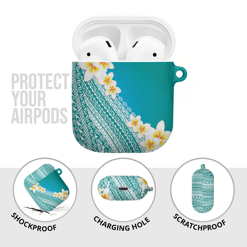Tahiti Plumeria Tribal Pattern AirPods Case Wave Style Turquoise LT05 - Polynesian Pride