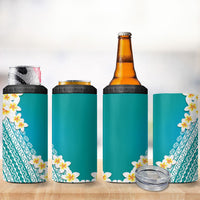 Tahiti Plumeria Tribal Pattern 4 in 1 Can Cooler Tumbler Wave Style Turquoise LT05 - Polynesian Pride