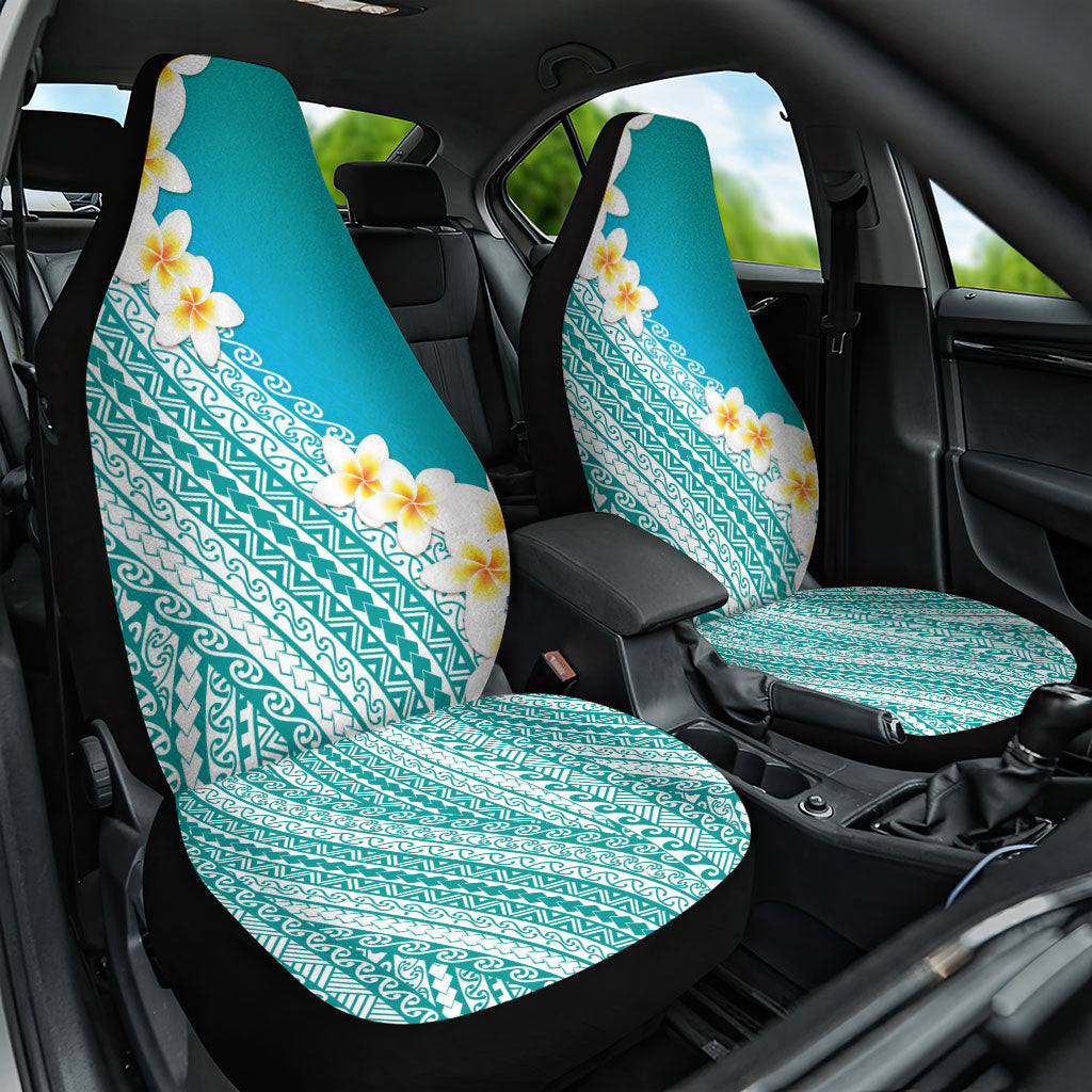 Tahiti Plumeria Tribal Pattern Car Seat Cover Wave Style Turquoise LT05 One Size Turquoise - Polynesian Pride