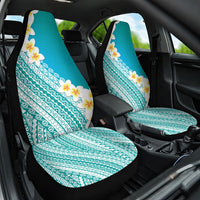 Tahiti Plumeria Tribal Pattern Car Seat Cover Wave Style Turquoise LT05 One Size Turquoise - Polynesian Pride