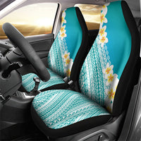 Tahiti Plumeria Tribal Pattern Car Seat Cover Wave Style Turquoise LT05 - Polynesian Pride