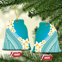 Tahiti Plumeria Tribal Pattern Ceramic Ornament Wave Style Turquoise