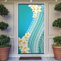 Tahiti Plumeria Tribal Pattern Door Cover Wave Style Turquoise LT05 Turquoise - Polynesian Pride
