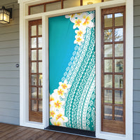 Tahiti Plumeria Tribal Pattern Door Cover Wave Style Turquoise LT05 - Polynesian Pride