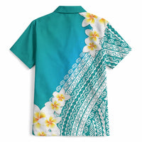 Tahiti Plumeria Tribal Pattern Hawaiian Shirt Wave Style Turquoise LT05 - Polynesian Pride